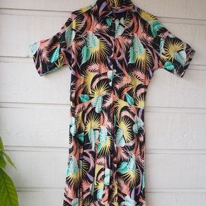 {Vintage} Tropical Print Shirt Dress!